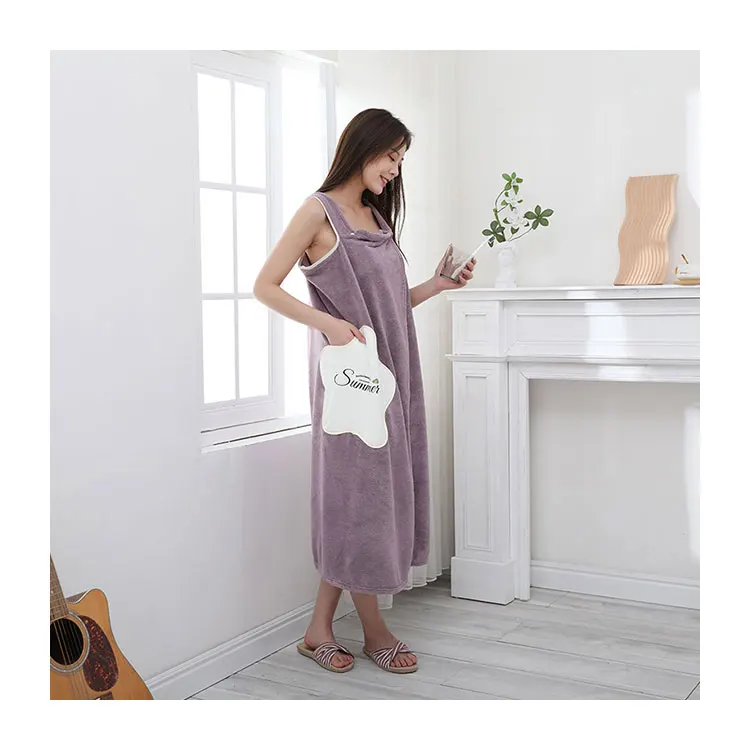 Women Thick Warm Luxury Coral Fleece Highly Water Absorbent Beach Spa Gym Bathrobes Slip Dress Wearable Bath Towel Wholesale