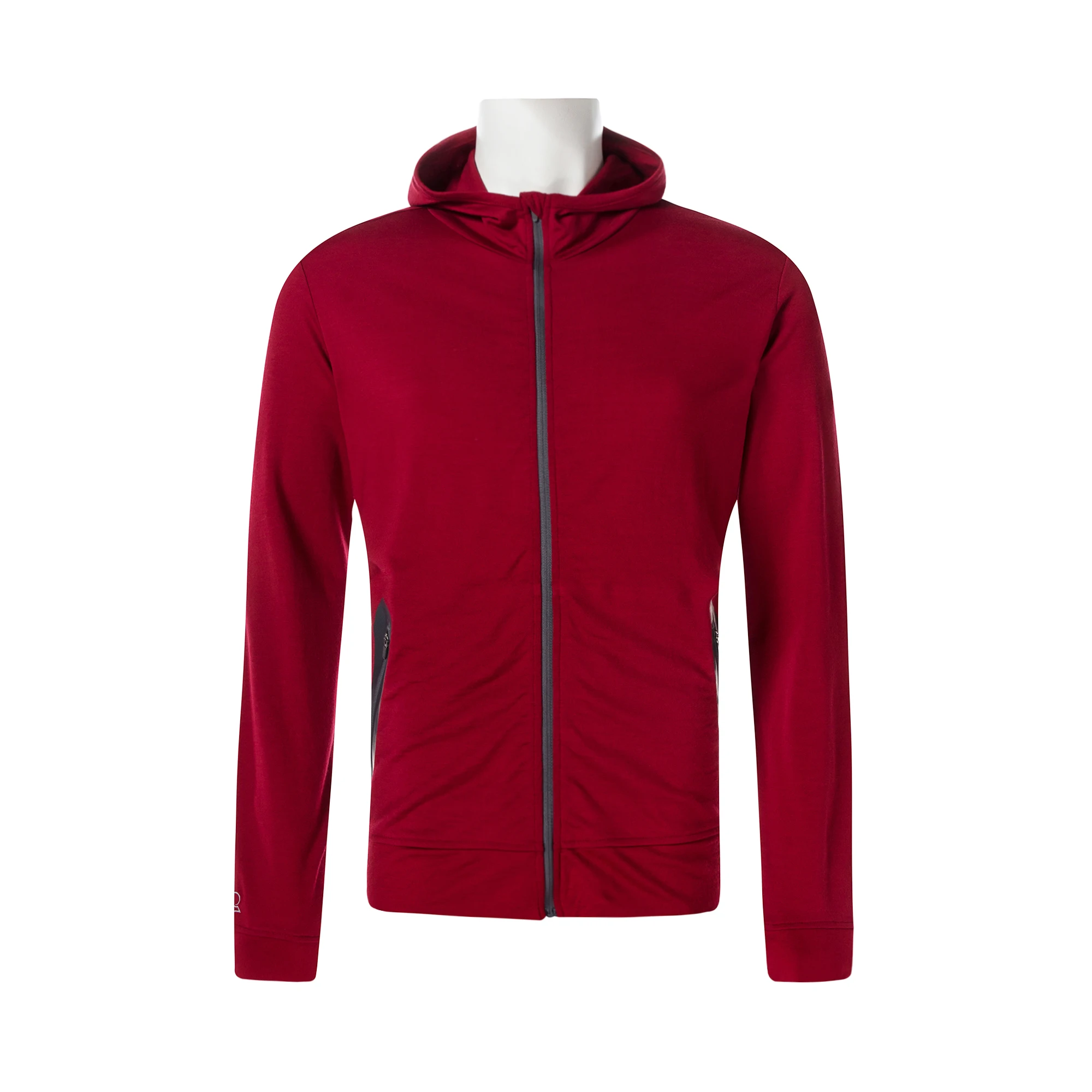 
SANQIANG Red Jacket Men Zipper Training Jogging Suit Thin Long Sleeve Workout Clothes 100%Merino Wool Machine Washable 