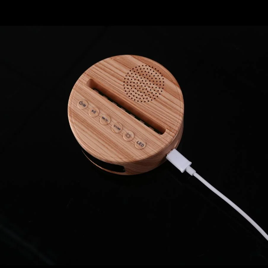 Factory directly wholesale  Hot Selling Custom Acrylic Pattern BT Connect Speaker Night Light Base for Wood Grain Timer Music