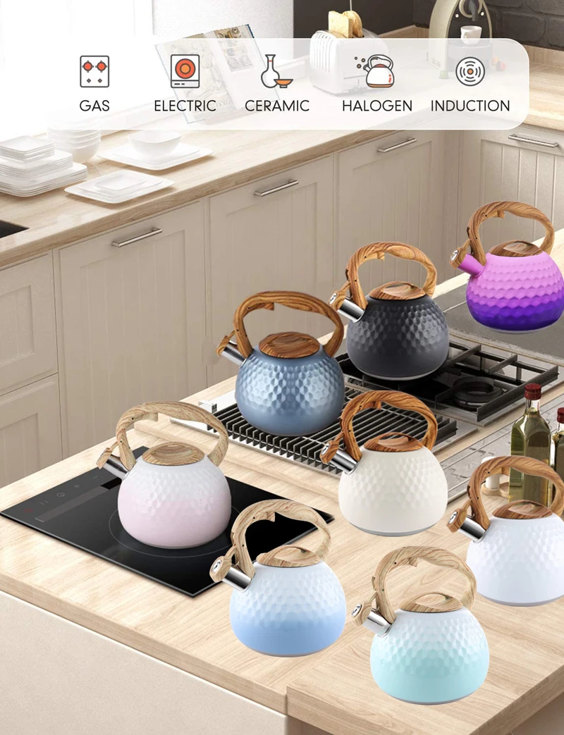 Factory Direct Sale Color Stainless Steel Whistling Kettle Portable Hot Water Kettle