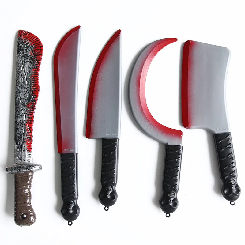 Halloween Props Funny Kids Toy COSPLAY Halloween Decorations Horror Blood Weapons Props Plastic Knife