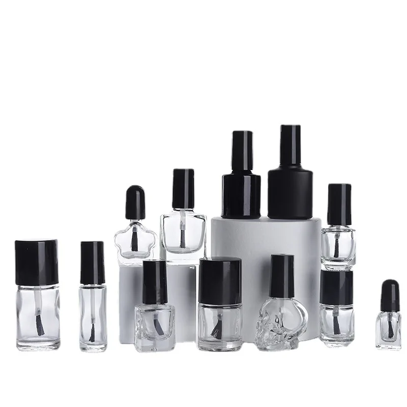 2ml 5ml 6ml 7ml 8ml 9ml Transparent Glass Nail Polish Empty Bottle Cosmetic Packaging Round Shape Empty Glass Nail Polish Bottle