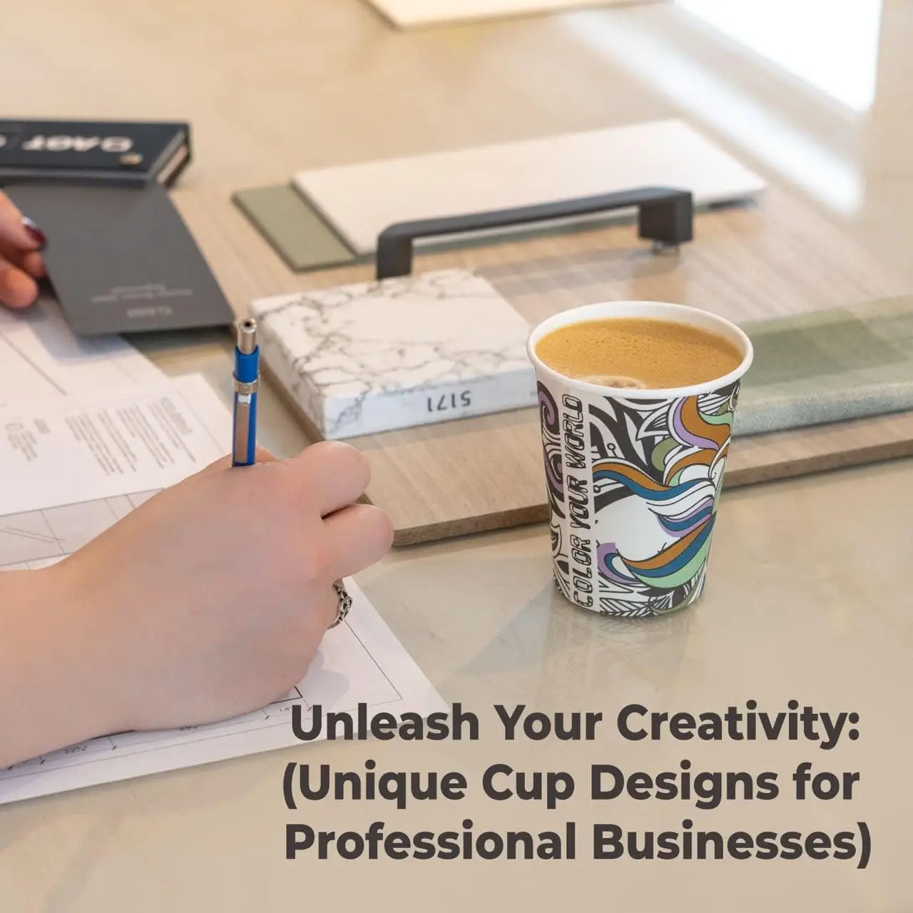 DIY Color Paper Cup 12 oz Single Wall Coffee Cup Disposable Drinking Paper Cup