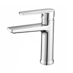 Modern Deck Mounted Zinc Hot and Cold Basin Mixer Single Handle Bathroom Wash Basin Faucet Curved