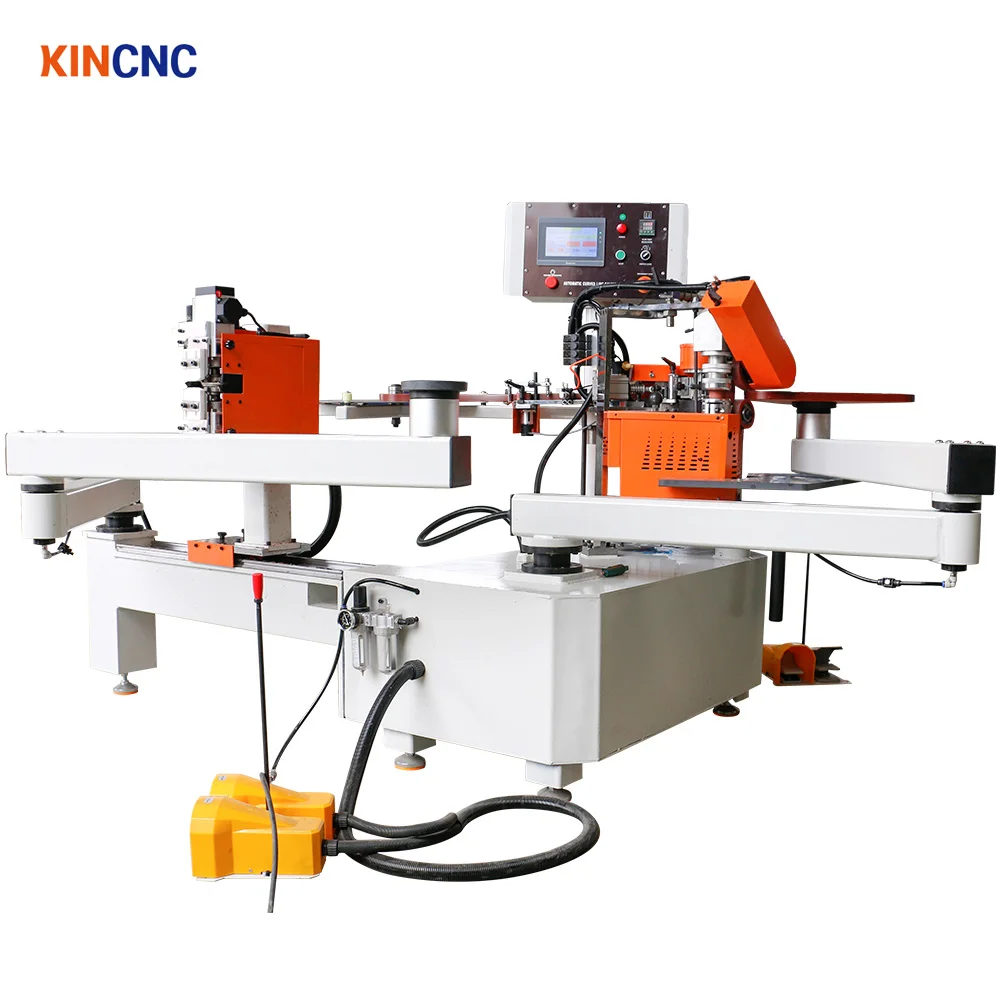 KINCNC Automatic Double Arm Pvc Tape Contour Edge Bander Curve Edge Banding Trimmer Machine