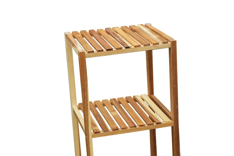 Wholesale Home 4 Tier Shower Storage Rack Wood Bamboo Bathroom Corner Shelf