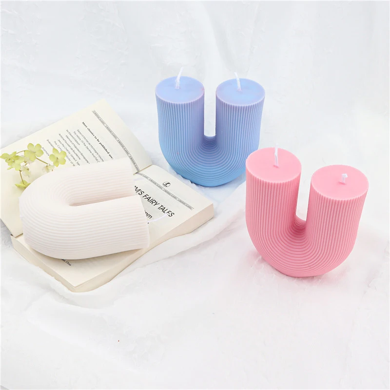 Wholesale New U-Shaped Geometric Aromatherapy Gypsum Candle Silicone Molds