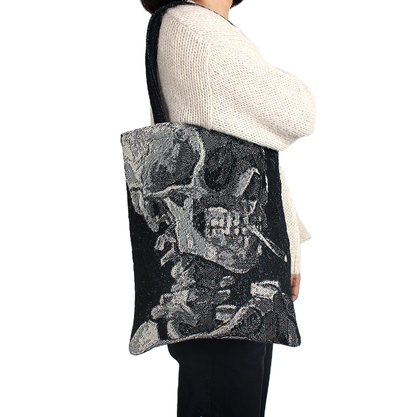 DT Custom woven tapestry tote bag Anime woven blanket fabric shopping bag