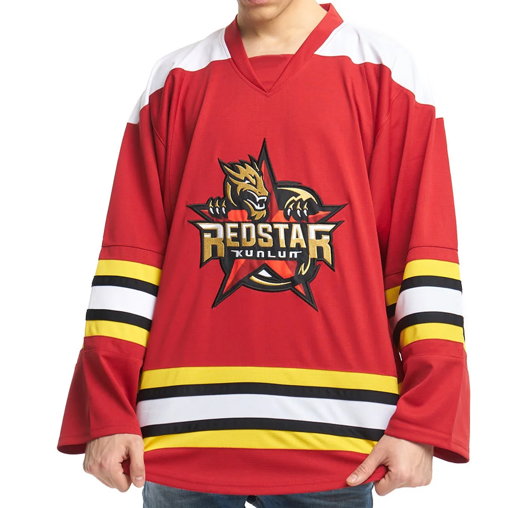 Custom Kunlun Red Star Ice Hockey Uniform HC Yugra Ice Hockey Wear Sublimation KHL Hockey Jerseys
