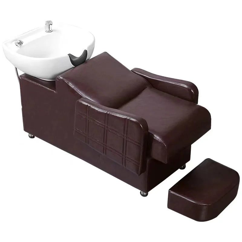Best selling PU leather black  hair washing shampoo chair beauty salon furniture