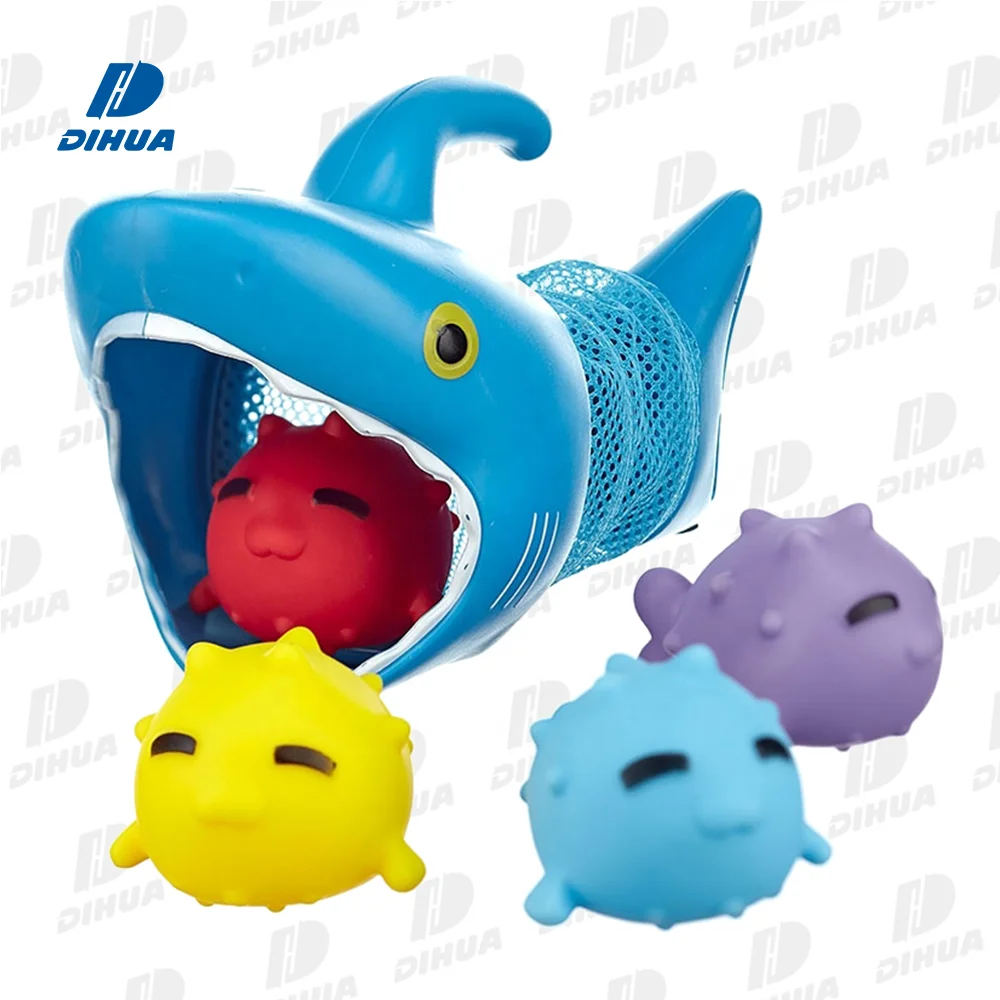 Детские игрушки для ванной комнаты Набор акулы рыб Охота игрушка для бассейна с брызги рыбки ручной душ для ванной игрушки для игры воды 5 шт.