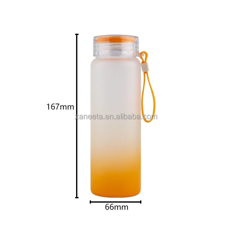 Blank Sublimation Custom Logo Frosted Gradient Color Frosted Glass Water Bottle