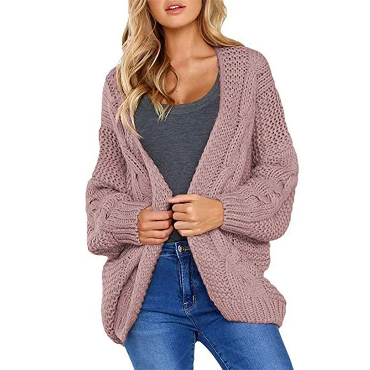 Plus Size Loose Oversized Women Crochet Sweater Chunky Knit Cardigan