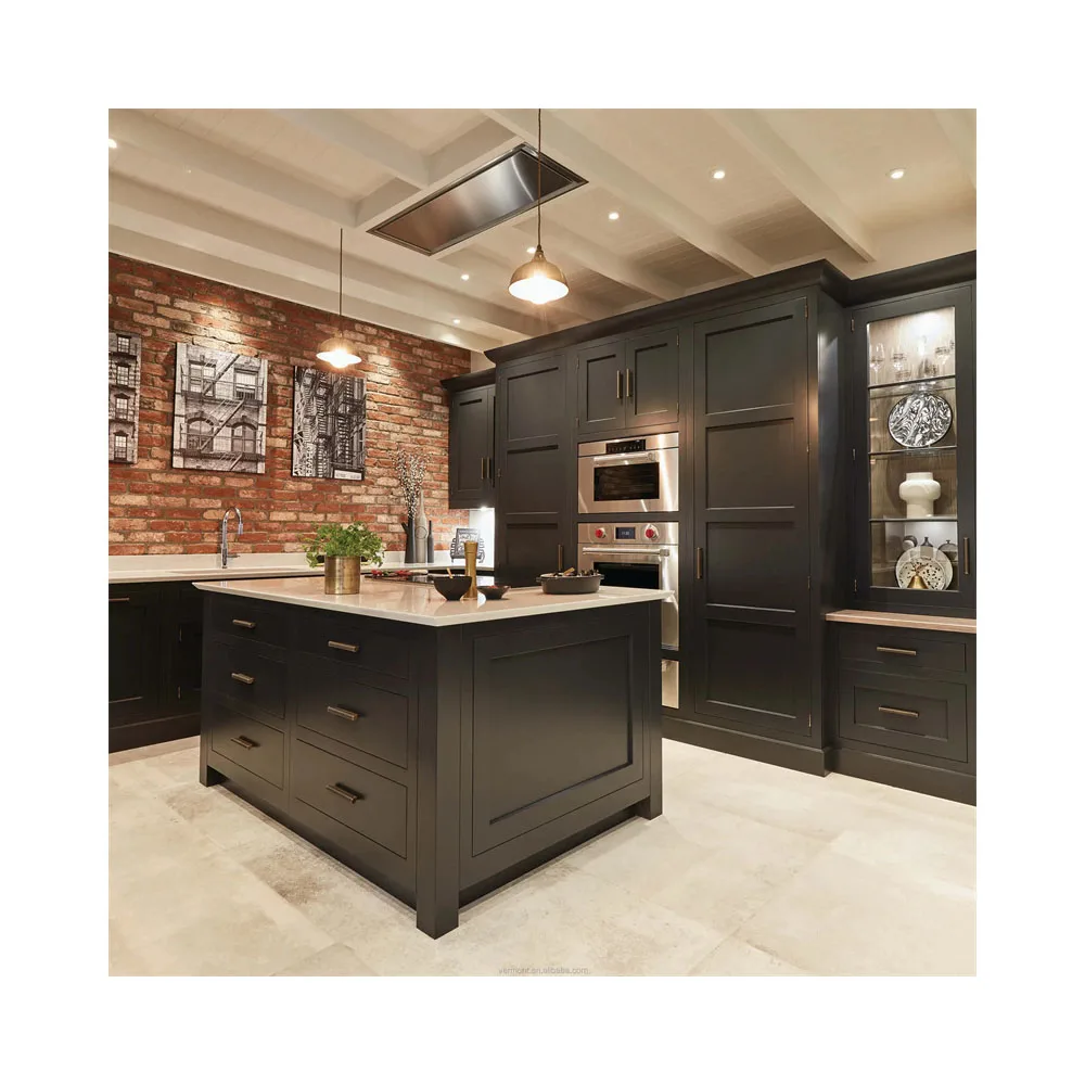 Kitchen Cabinet Solid Wood Flat Pack Melamine Kitchen Cabinets Free Standing UV Melamine Acrylic Board For Kitchen Cabinet