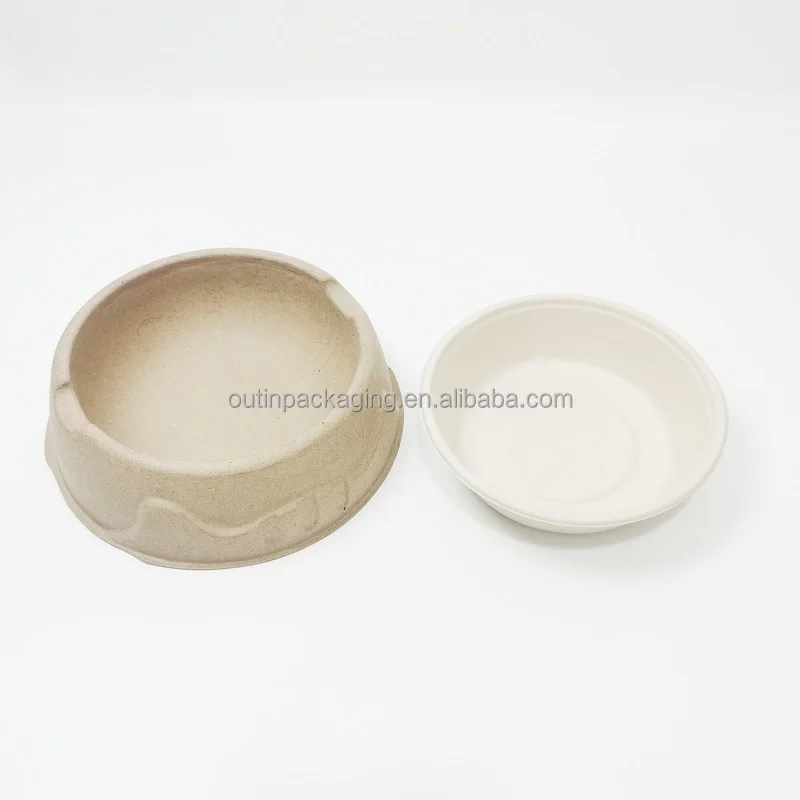 disposable Biodegradable Eco-friendly Pet Food Feeder tray mold Bamboo bagasse Fiber paper pulp Dog Cat Bowl pet lunch box