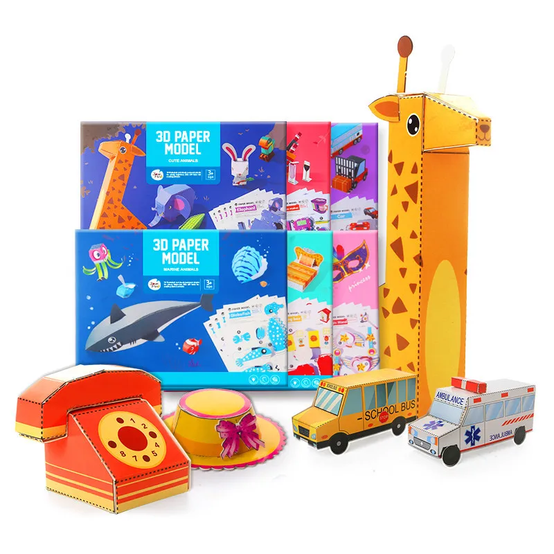 Baby kids DIY paper folding handwork animal materials 3D three-dimensional day care center origami toys