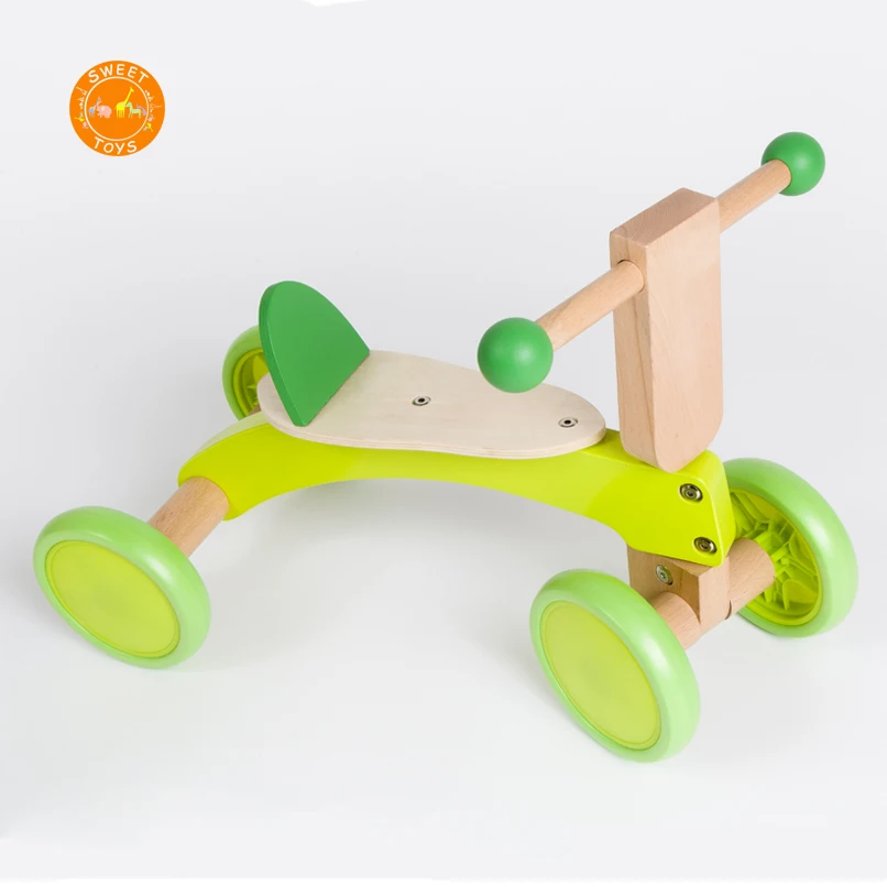 Green 4 wheels toddlers ride on car push balance bike for baby