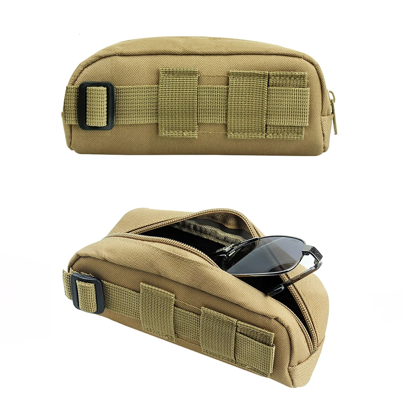 Custom outdoor tactical eyewear bag Camo MOLLE Pressure Resistant sunglasses case Oxford waterproof sunglasses bag