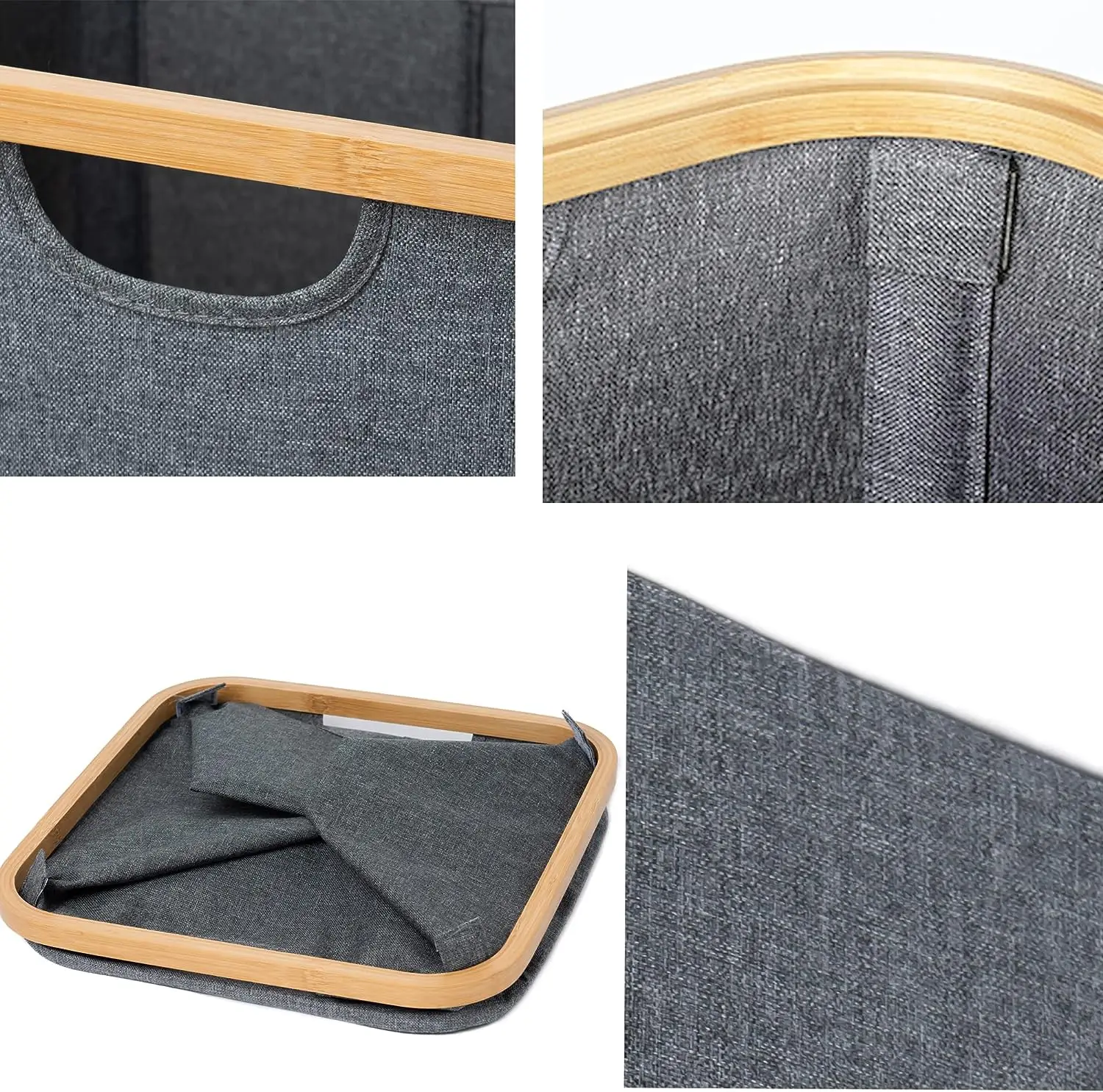 Combohome Foldable Laundry Clothing Storage Bags and Bins Dirty Clothes Household Laundry Hamper Bamboo Collapsible Basket