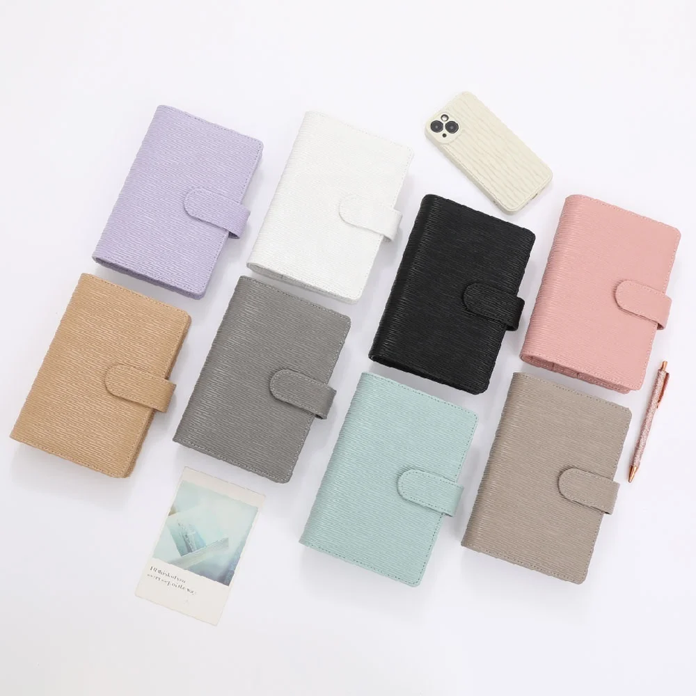 Hongbo Best Selling 20 Colored A6 Embossed Saffiano Epi Leather 30MM Gold Ring Budget Binder with Fly Leaf of Pen Loop Available