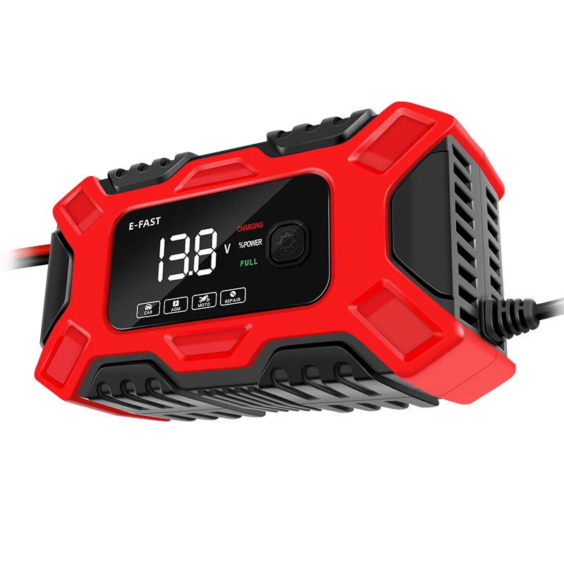 Professional Factory Car Charger E-Fast 12V6A motorcycle SUV car pulse repair battery charger  with LCD screen charger
