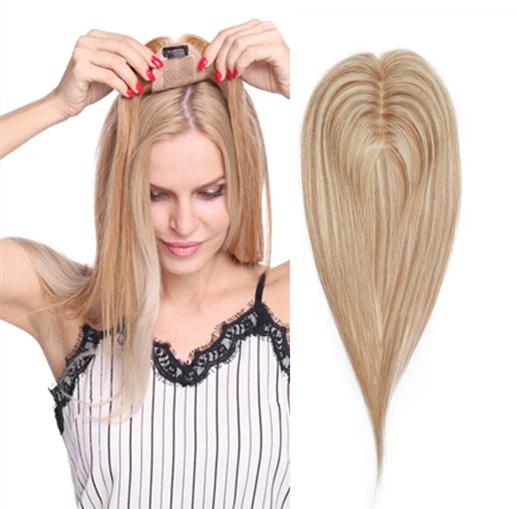 
6*9cm Silk Base Clip on Natural Human Hair Closure Womens Topper, Toupee Hair Piece for women, Thinning hair loss treatment 