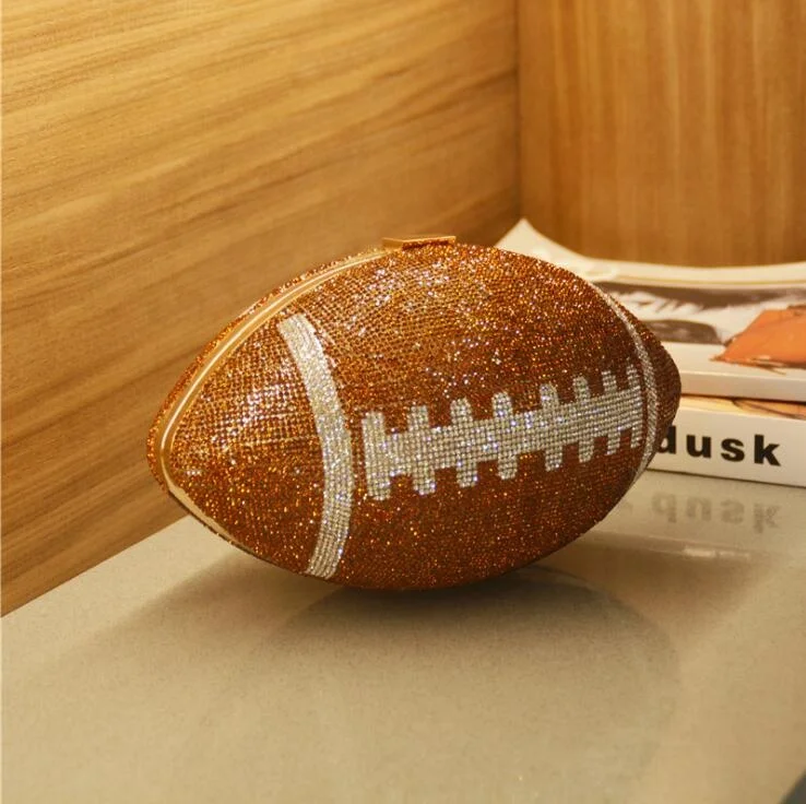 Fashion Rhinestone Classic Texture Design Chic Women Shiny Chain Evening Clutch Shoulder Pouch Rugby Crossbody hand Bags