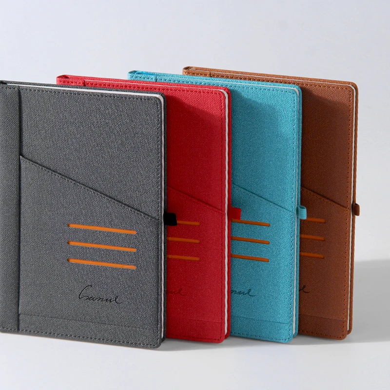 A5 hardcover Thermo PU notepad high quality notebook daily planner with front pocket and card socket
