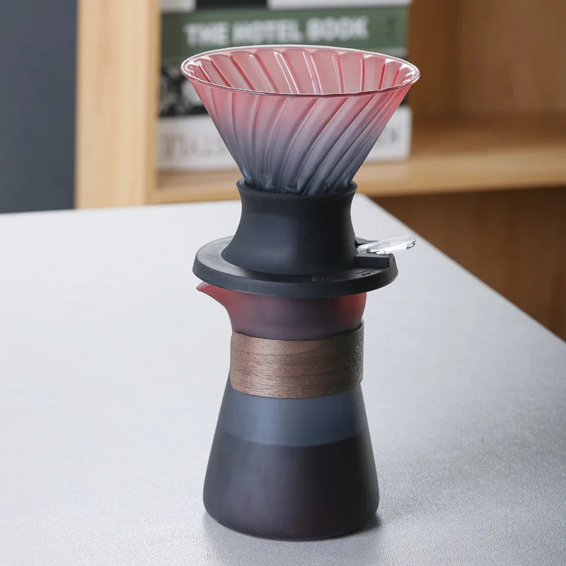 Wholesale Handmade Borosilicate Glass Pour over Coffee and Tea Set Stainless Steel Coffee Filter Hand Drip Coffee Pot