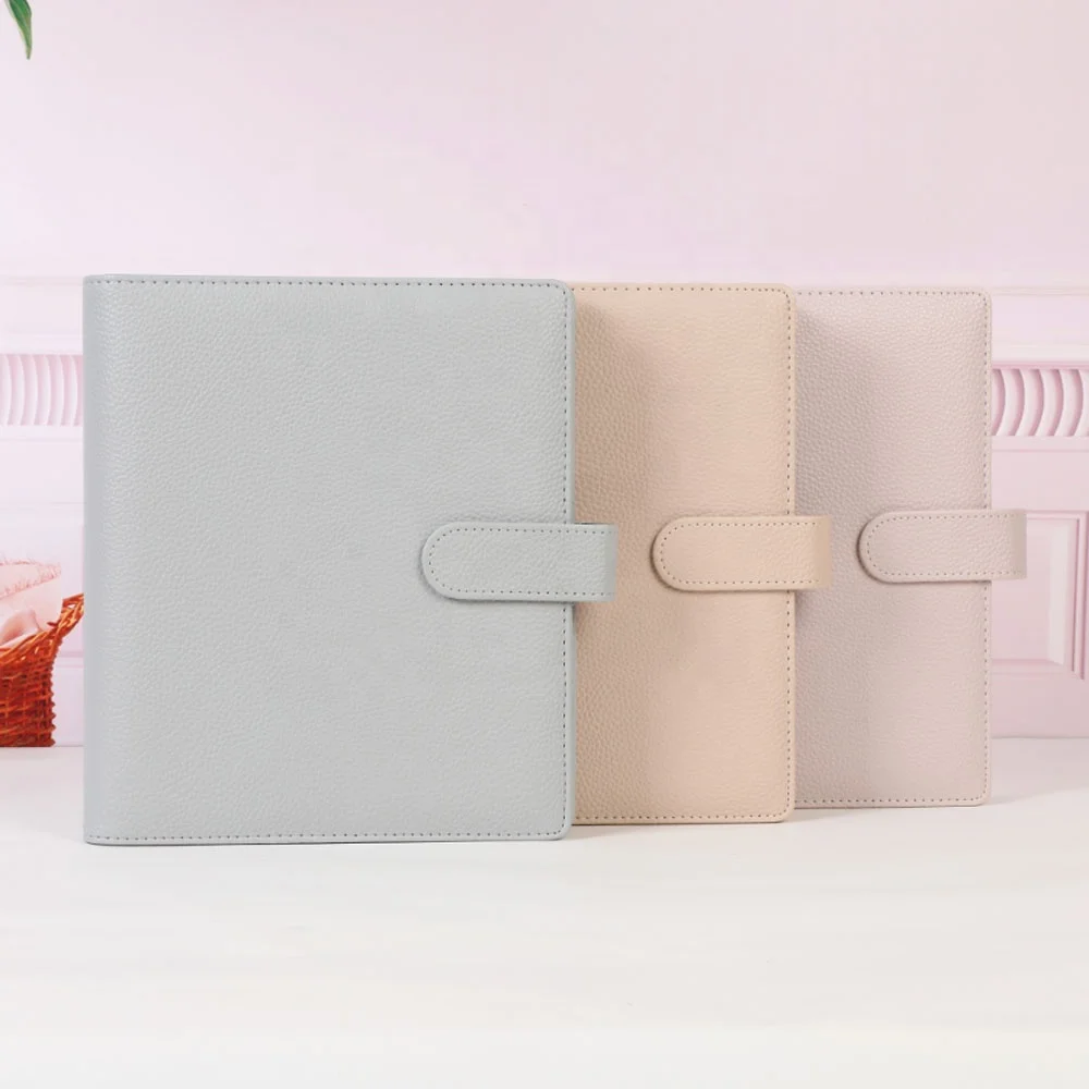Hongbo Best Selling 21-Color Embossed Pebble Leather A5 Agenda Planner Budget Ring Binder Loose-leaf Paper Diary as Xmas Gift