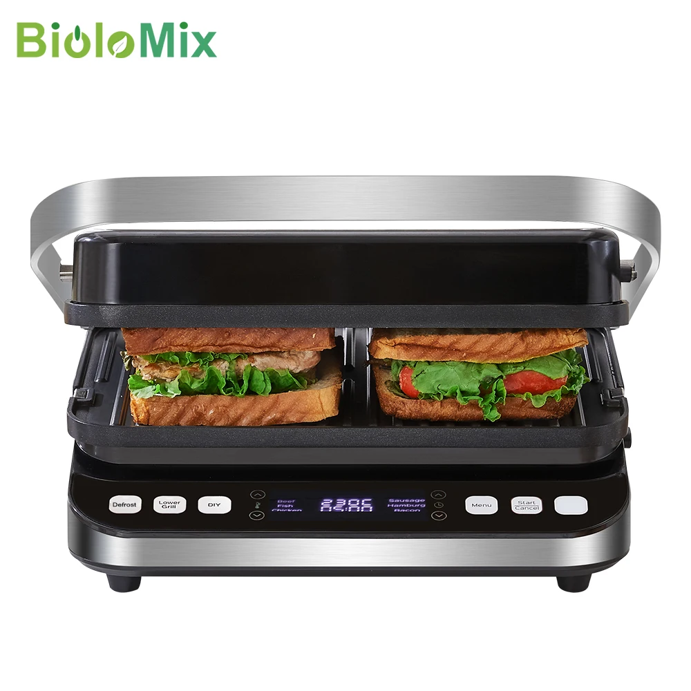 Automatic 6 Cooking Presets Stainless Steel Temperature Control Panini Sandwich Maker Waffle Plates Reversible GRILL GRIDDLE