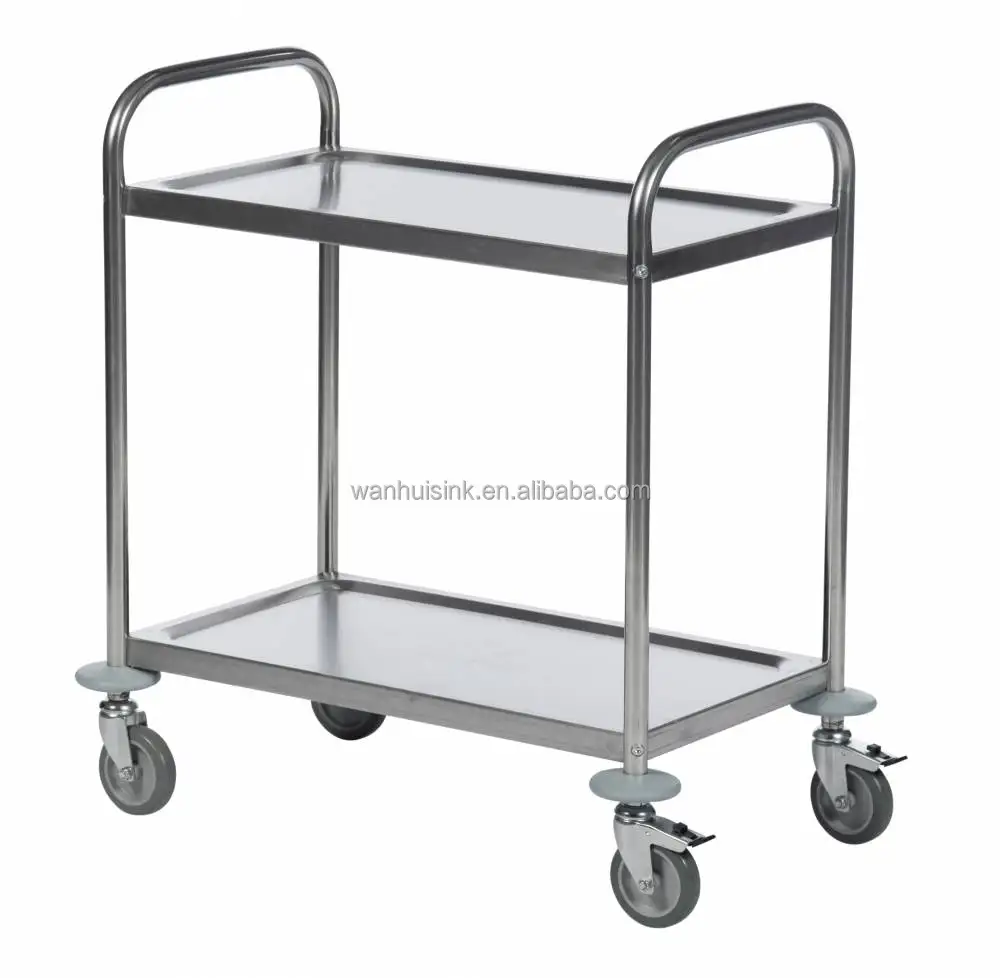 Hotel restaurant equipment mobile 2/3 tiers stainless steel utility cart food service trolley
