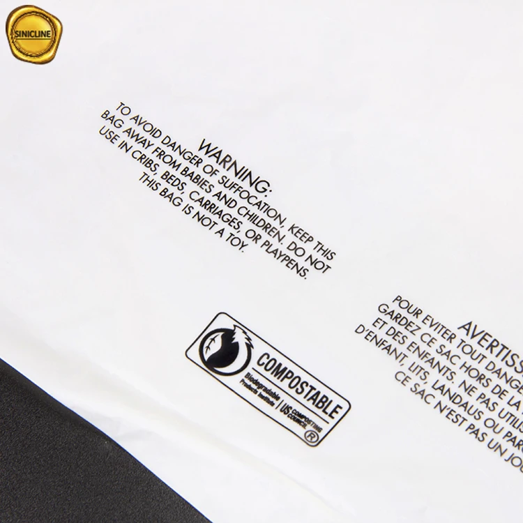 Sinicline eco bag friendly Corn starch polybag custom biodegradable compostable plastic bag