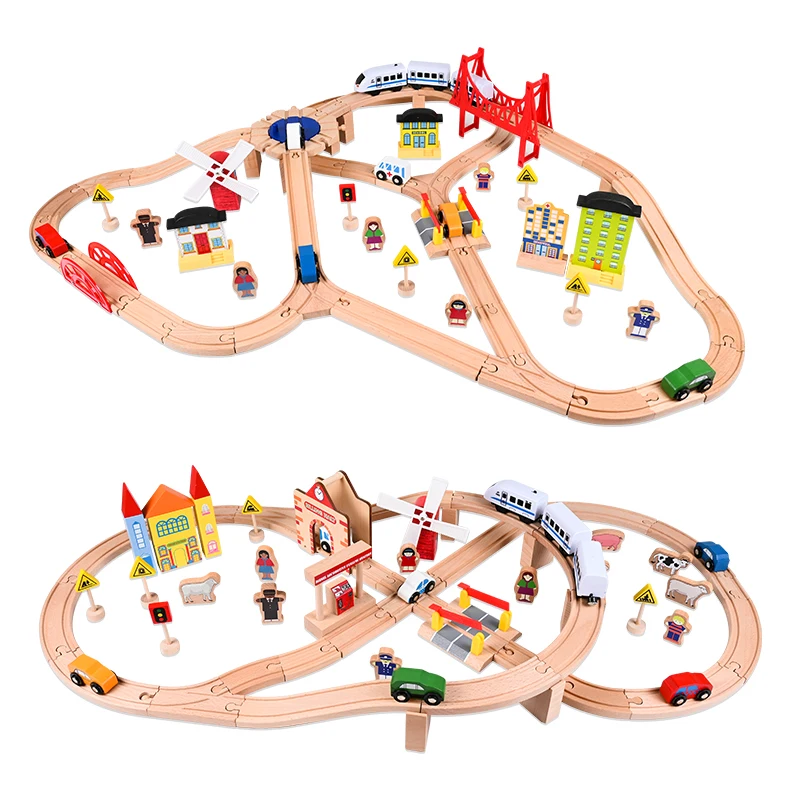 
BDJ Hot Sale Toy Diecast Toy Vehicles Pine Wood Pathway Model Train Set Racing Track For Kids 