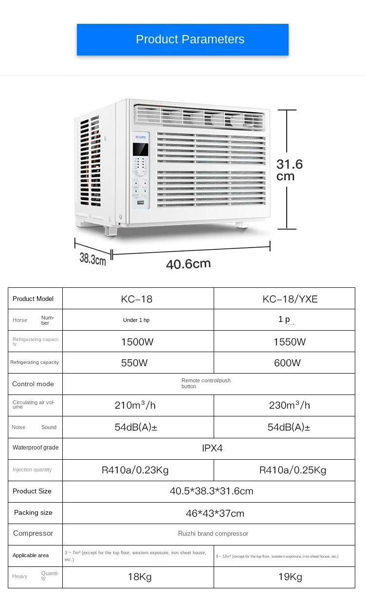 China factory Low Price 12000Btu 1.5Ton Cool and Heat Window type Air Conditioner for household using