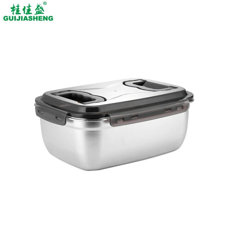 Best Selling Large Outdoors Meat Portable Box Stainless Steel Food Storage Container With Korean Plastic Cover Light Technics