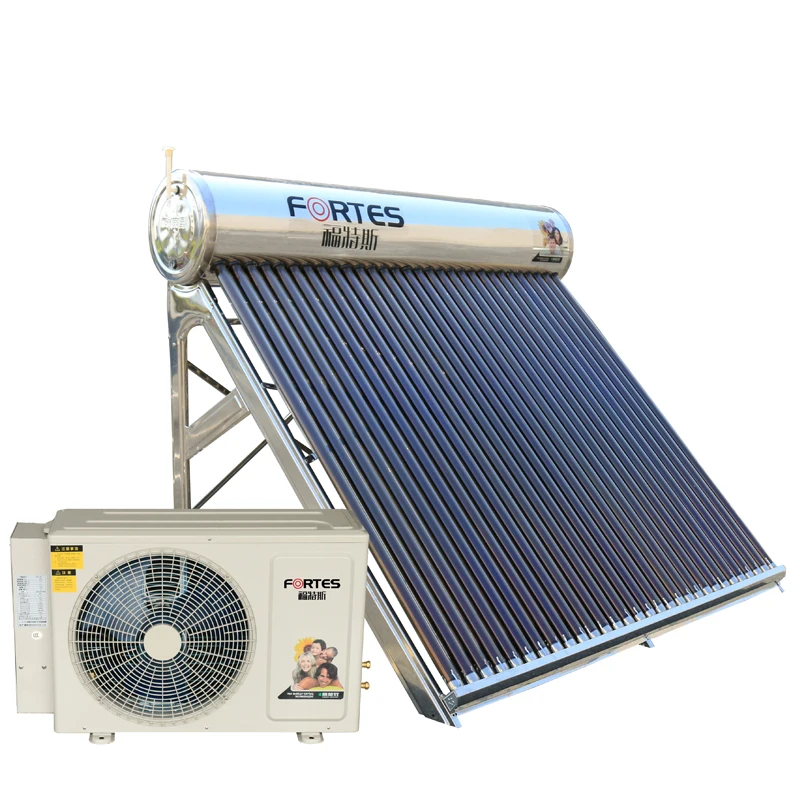 Best Price High pressurized evacuated tube hybrid solar water heater system + Air source air to water heat pump for home