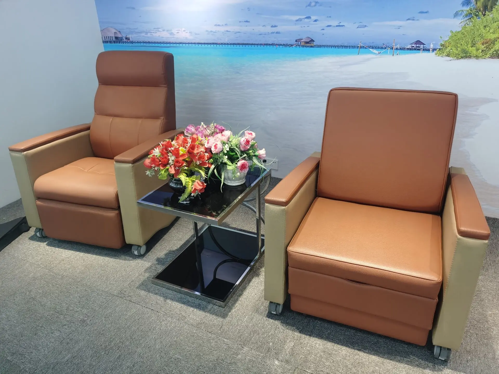 BR-CR15 Hospital Furniture Sleeping Chair In Patient Sofa Medical Clinic Room Family Waiting Reclining Accompany Attendant Chair