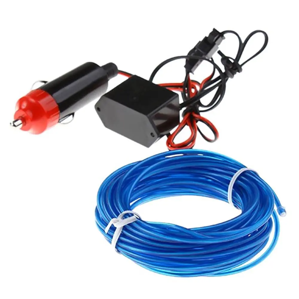 Car Interior strip light Decorative 10 colors orange blue red 3M el wire neon with cigarette lighter inverter