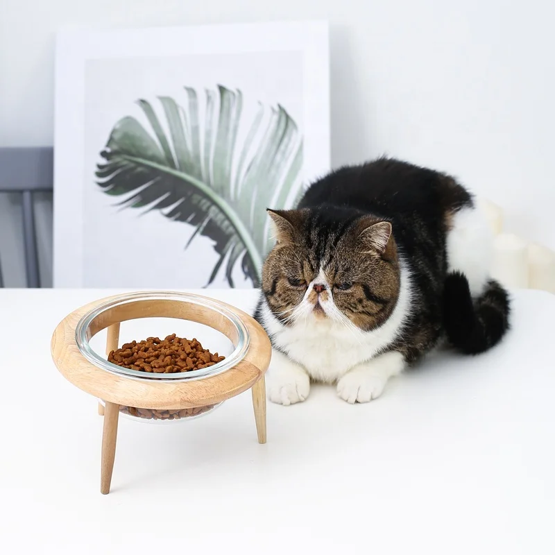 Manufacturer Adjustable Cat Bowl Dog Food Pet Feeders With Wood Stand