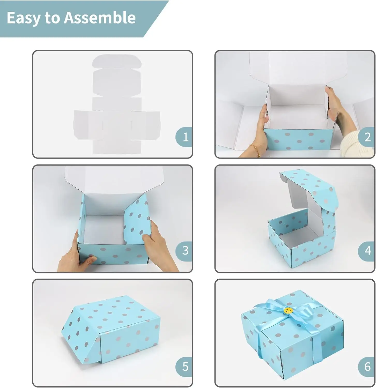 8x8x4 Blue elegant luxury gift boxes bulk empty custom corrugated shipping packaging box