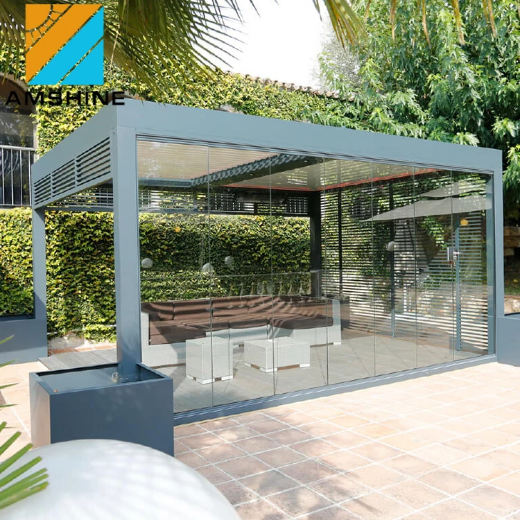 7x4 Easily assembled arches arbours aluminium outdoor pergola bioclimatica with louvers