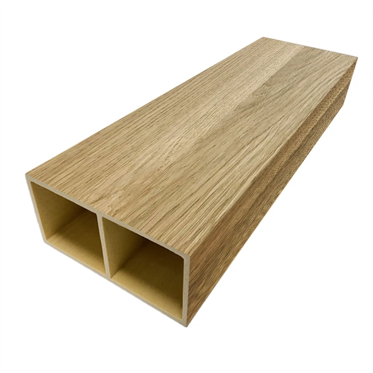 Wholesale Price Interior Decorative Laminated PVC Cladding Ceiling Batten Timber Square Tube WPC Hollow Column Wall Panel