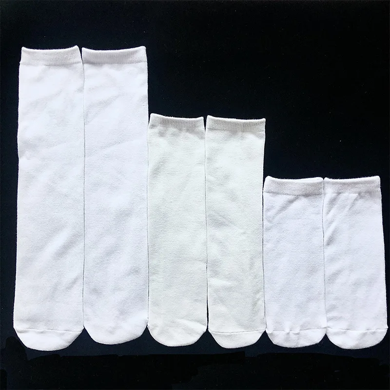 Hot Selling Sublimation Blanks Custom Logo White Blank Stockings Printed Polyester Socks Blank White Sock for Sublimation