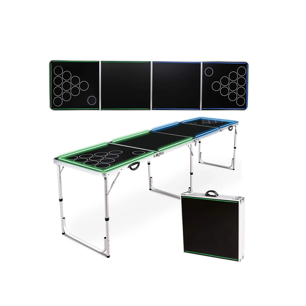 
Portable custom pattern beer pong aluminium folding table adjustable picnic camping table for Party Game 