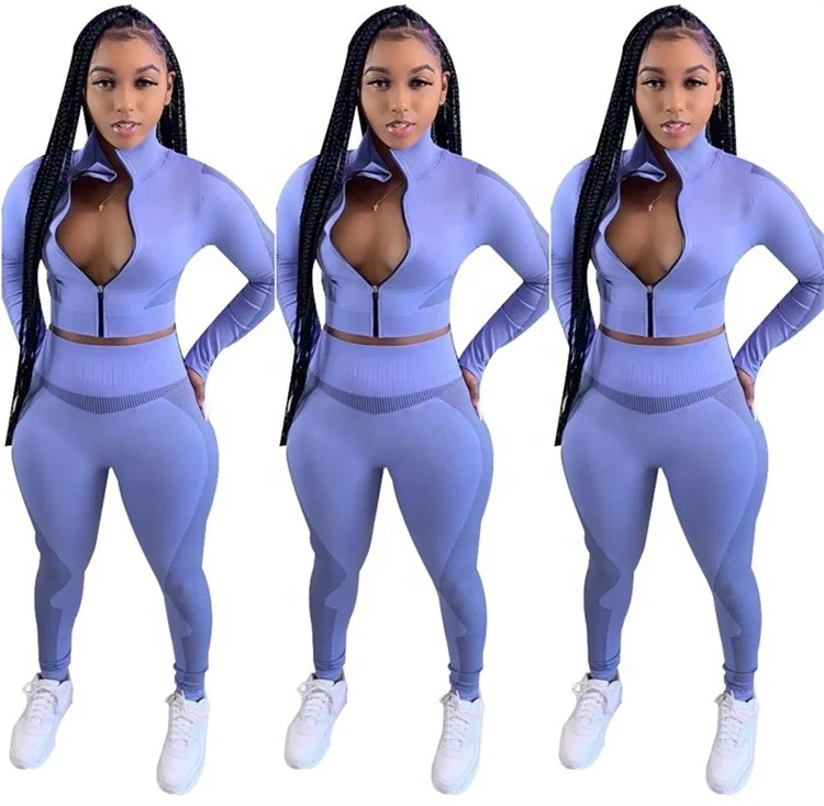 2022 Fall WomenClothing  Casual Solid Color Tracksuit Sets Ladies Two Piece Leggings Set