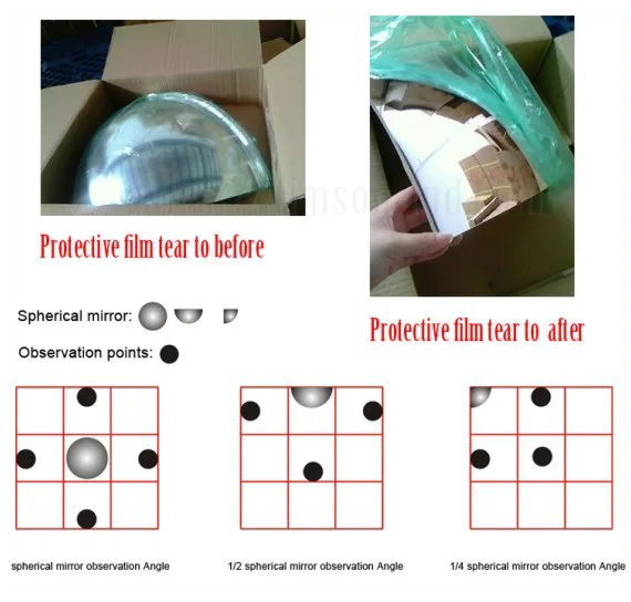 Wide Angle 360 degree Security Reflective Acrylic Convex Full Dome Mirror For Shopping Mall