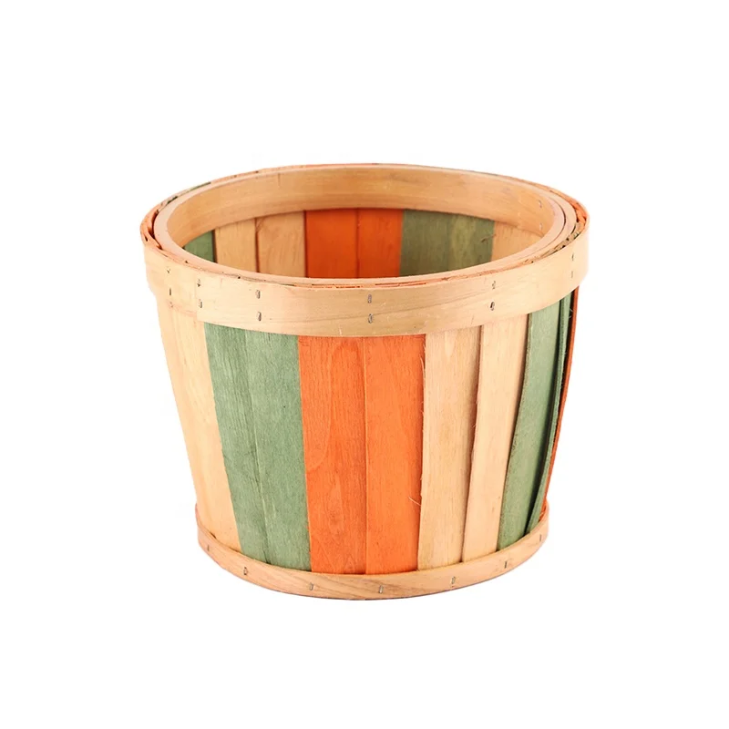 Wholesale wood waste paper storage  basket wooden storage basket woodchip flower pot