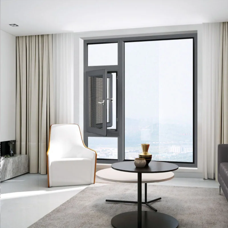 Sound insulation double tempered glass aluminum frame casement window  for home 