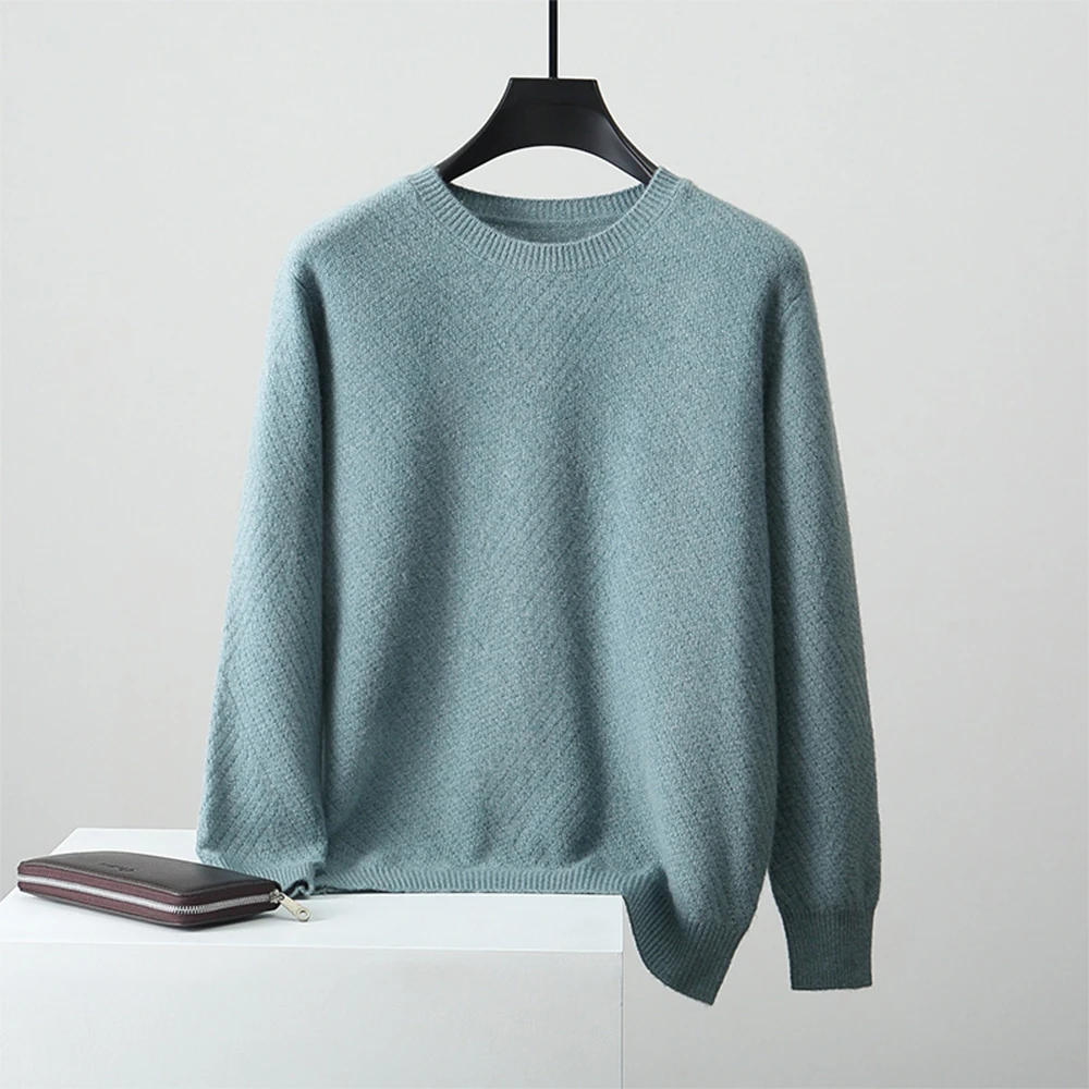 GUOOU fall winter round neck knitted sweater men popular knitwear cashmere sweater men